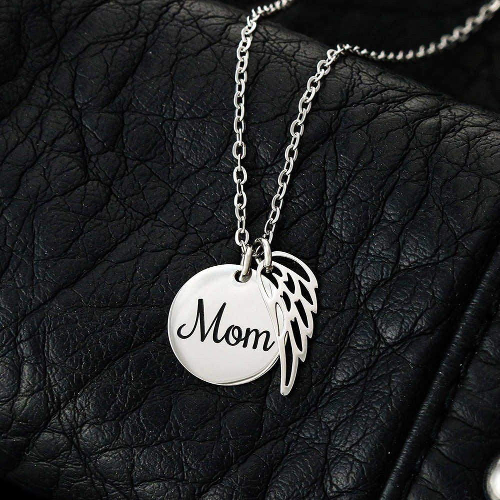 Remembrance Necklace Mom Engraved with Message Card As I Sit In Heaven