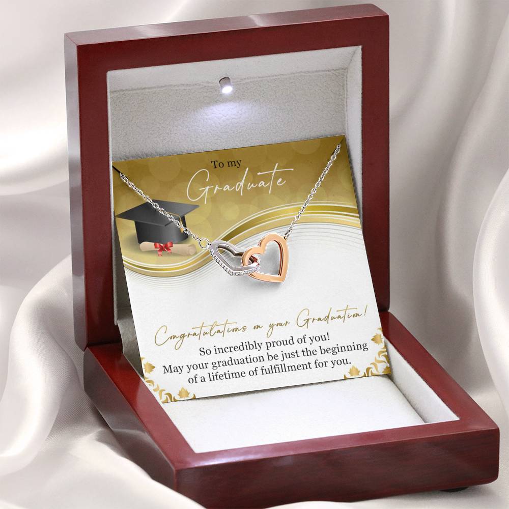 To My Graduate - Graduation Gift - Interlocking Hearts Necklace