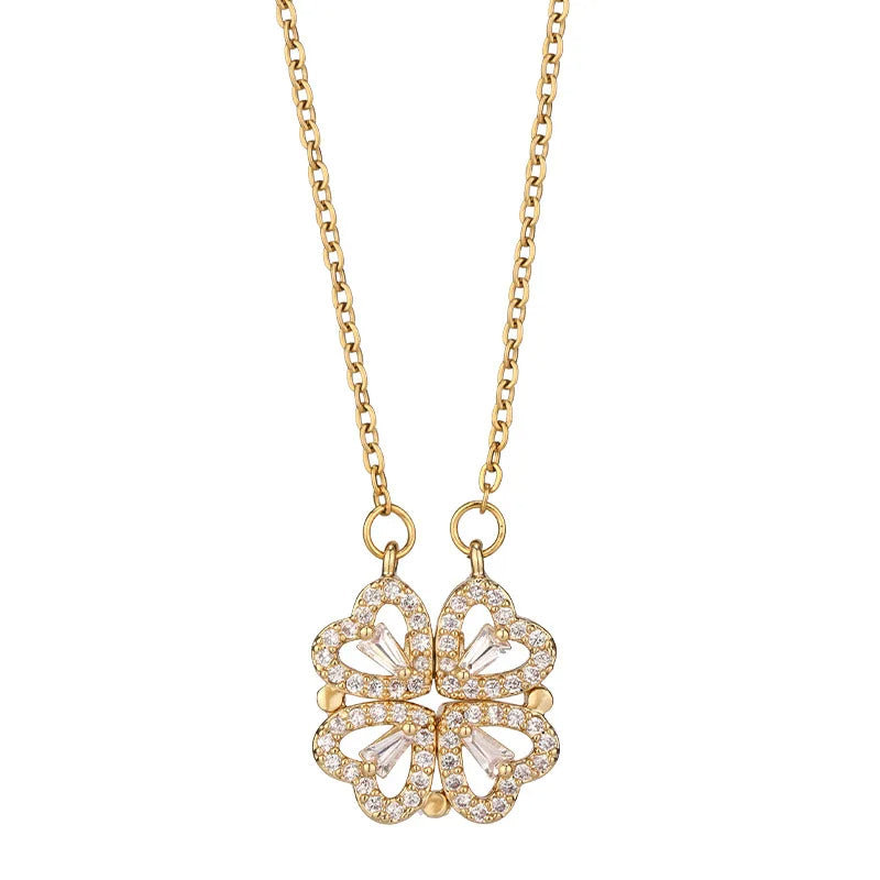 Gift for Daughter - Lucky 4 Leaf Clover Necklace With Message Card & Rose Gift Box