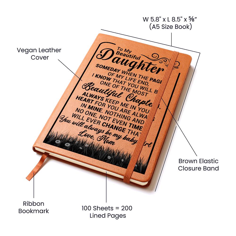 (ALMOST SOLD OUT) To My Beautiful Daughter " Someday When The Pages Of My Life End" - Leather Journal