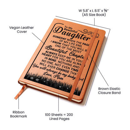 (ALMOST SOLD OUT) To My Beautiful Daughter " Someday When The Pages Of My Life End" - Leather Journal