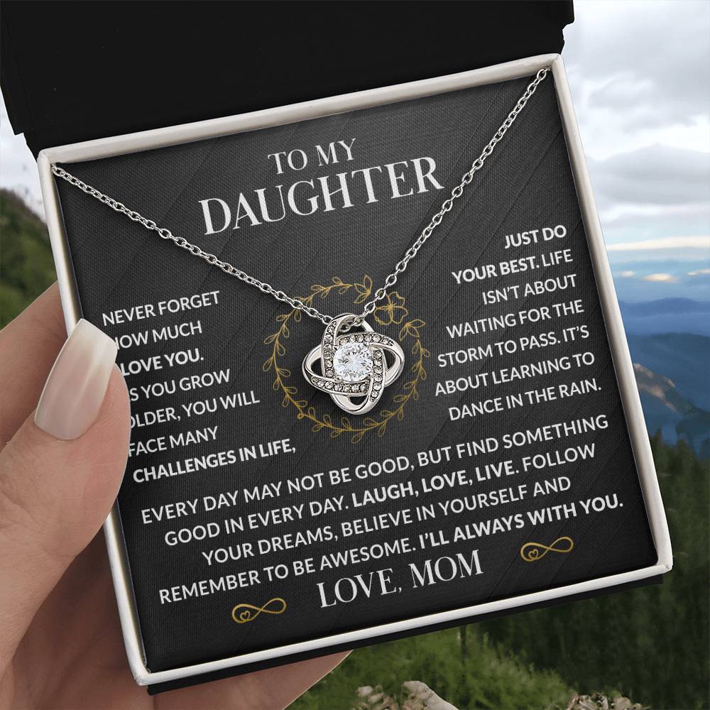 Message card(Mom to daughter 1) Love Knot Neclace