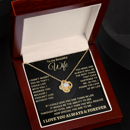 To My Wife: Stunning Love Knot Necklace with Romantic Message Card from Husband