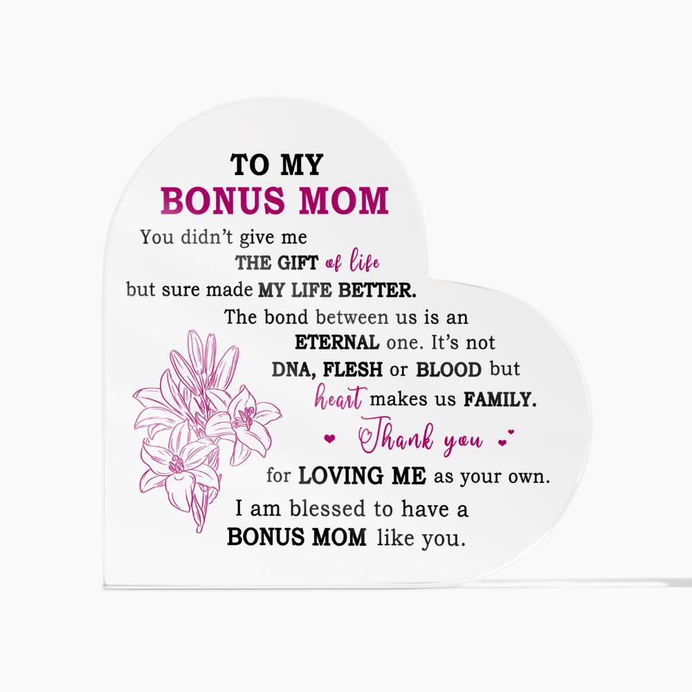 Heartfelt Gift for Bonus Mom - Heart Makes Us Family