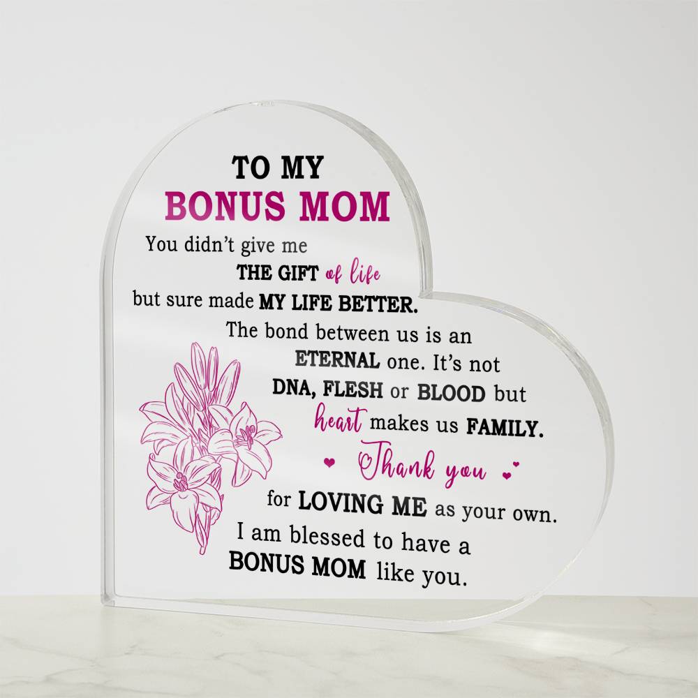 Heartfelt Gift for Bonus Mom - Heart Makes Us Family