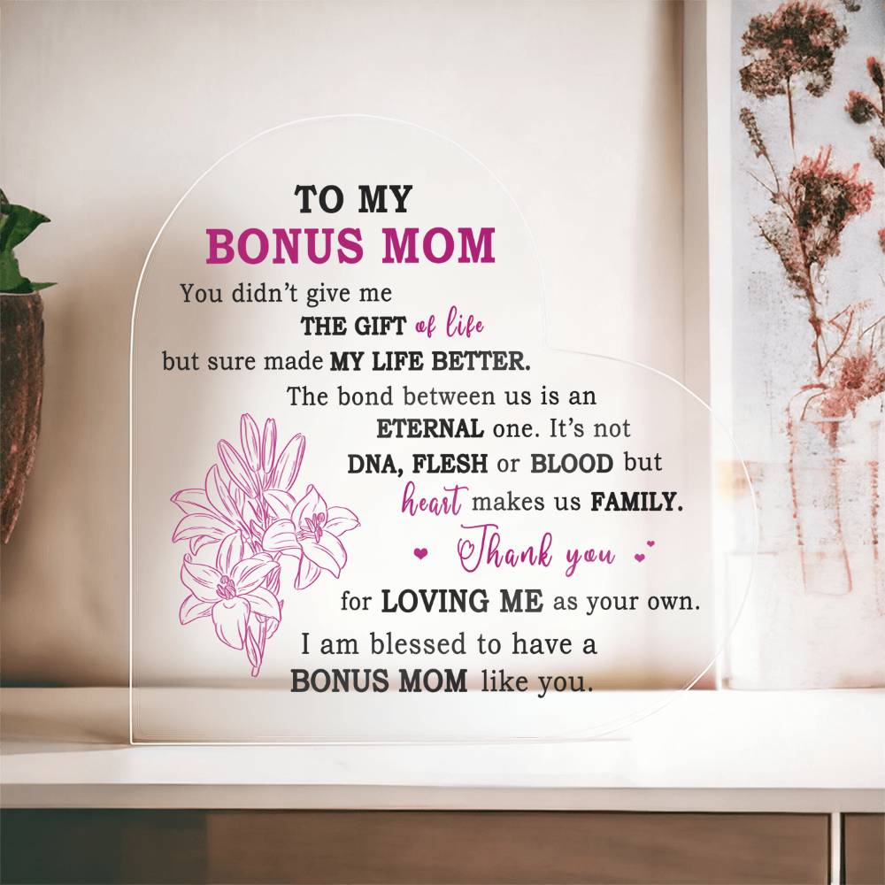 Heartfelt Gift for Bonus Mom - Heart Makes Us Family