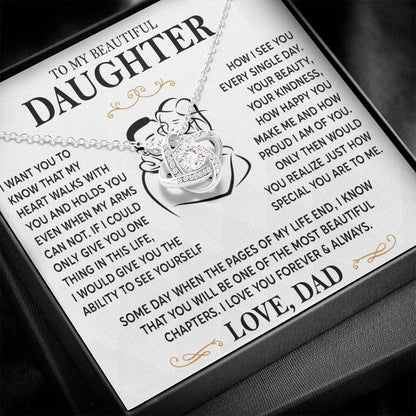 Message card(Dad to daughter 1) Love Knot Neclace