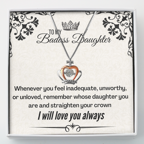 To My Badass Daughter Crown necklace