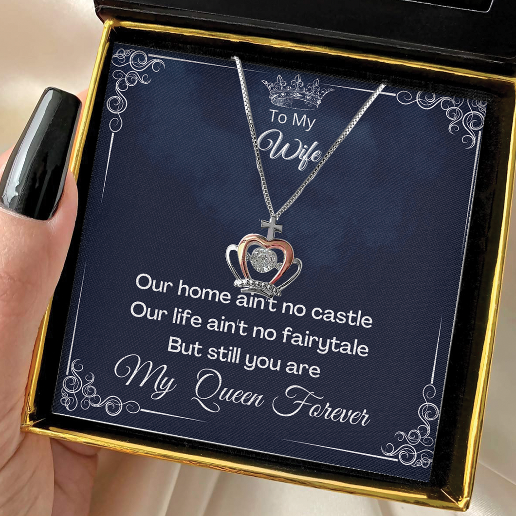 Gift For Wife My Queen Forever Crown Necklace