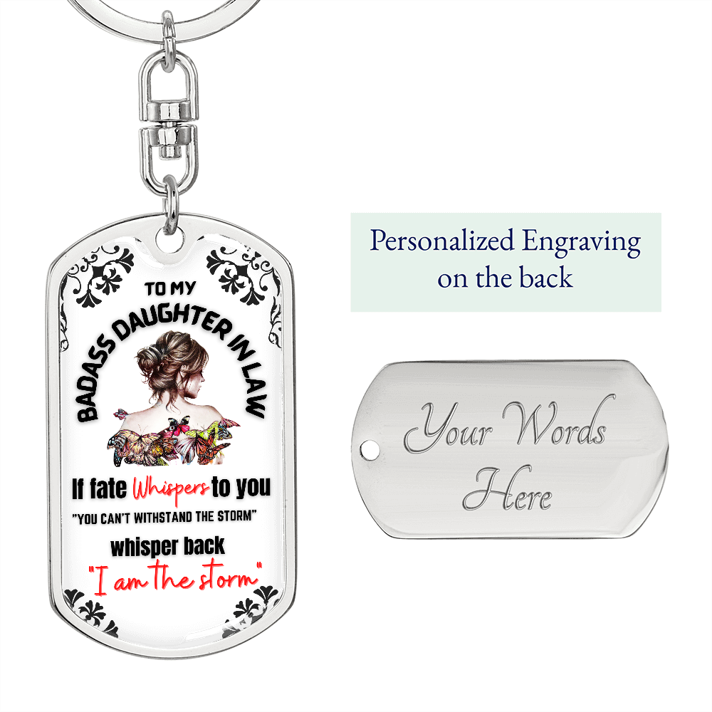 To My Badass Daughter in Law Keychain