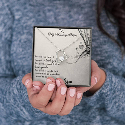 To My Wonderful Mom 'For All The..' Necklace, Gift for Mom from Son or Daughter, Mom Birthday Gift From Son, Mom Gift From Daughter