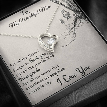 To My Wonderful Mom 'For All The..' Necklace, Gift for Mom from Son or Daughter, Mom Birthday Gift From Son, Mom Gift From Daughter