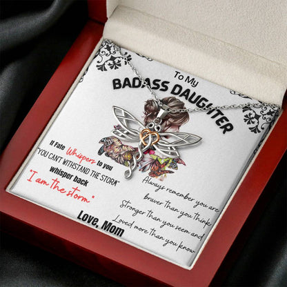 To My Badass Daughter - I am the storm Dragonfly Necklace - Gift for Daughter from Mom - TFG