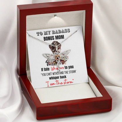 To My badass bonus mom Gift, Bonus Mom Necklace, Dragonfly Necklace, Badass Stepmom Gift