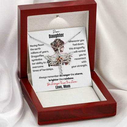 Dear Daughter Dragonfly Necklace - be stronger than the storm