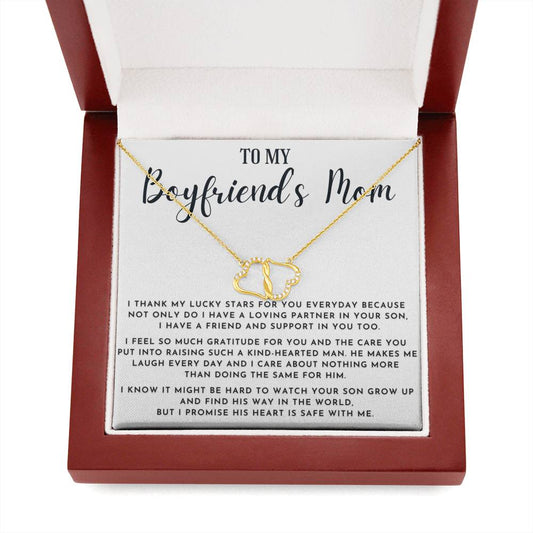 Gift for Boyfriends Mom, Solid Gold Necklace, To My Boyfriend's Mom Necklace, Gift for My Boyfriend's Mom Christmas, Boyfriend's Mom Gifts for Birthday