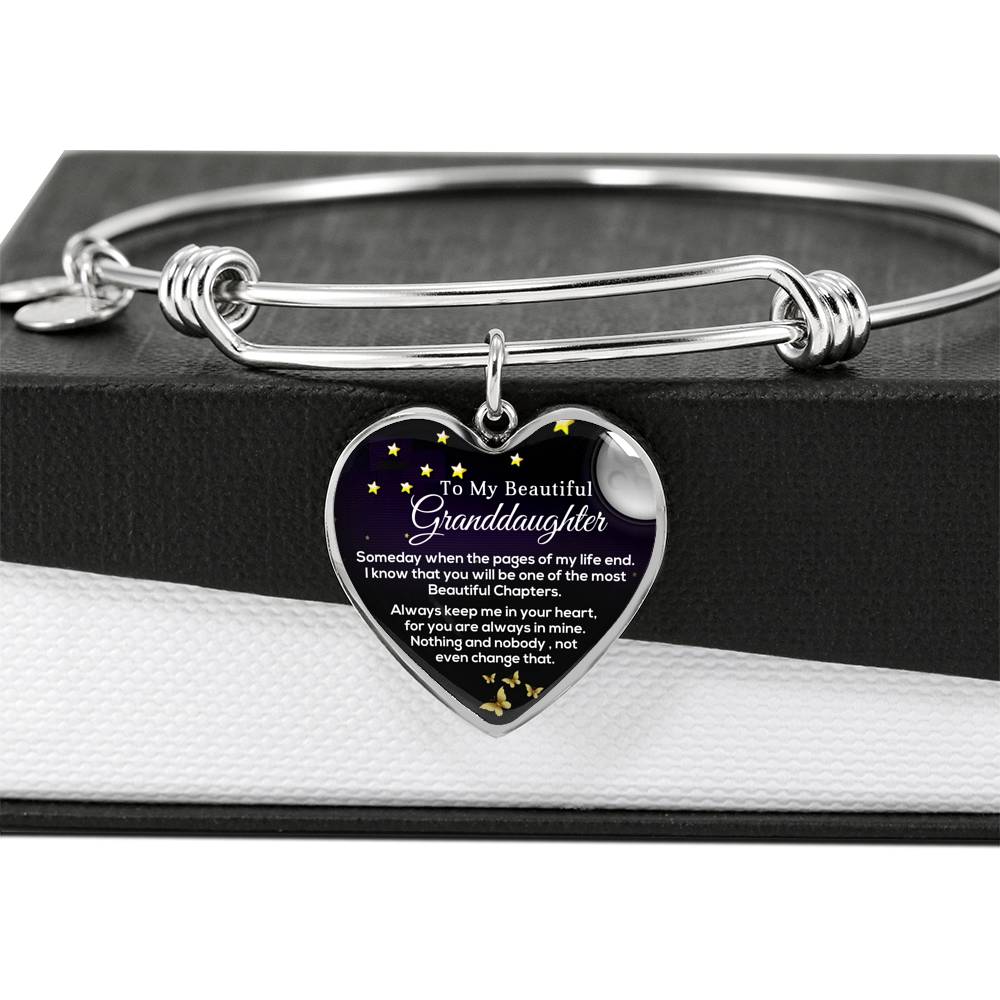 To My Granddaughter - Adjustable Bangle - Keep me in your heart forever