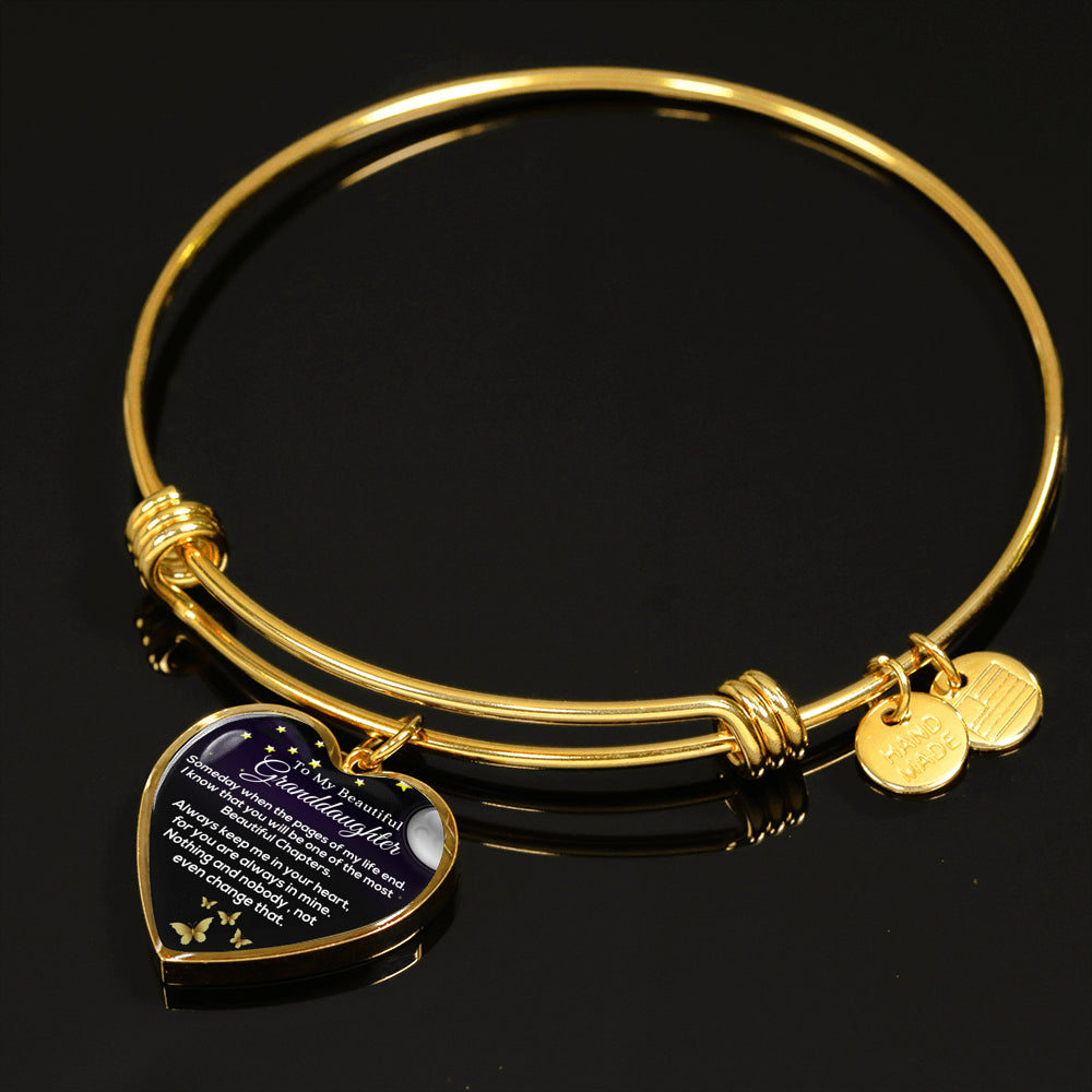 To My Granddaughter - Adjustable Bangle - Keep me in your heart forever