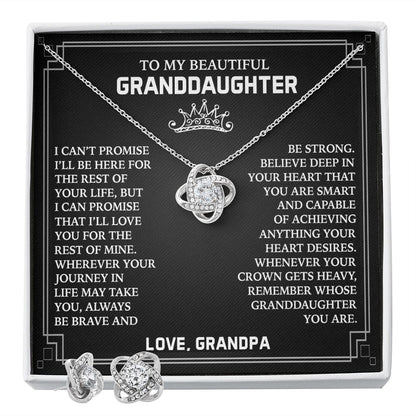 Gift for Granddaughter from Grandpa - Promise - Earrings Set