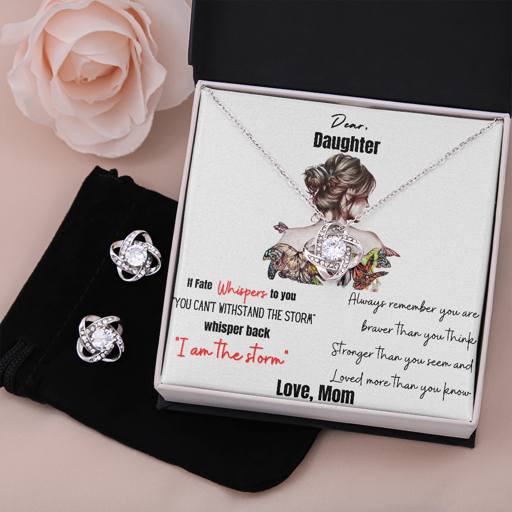 Gift for Daughter Storm Loveknot Earrings set