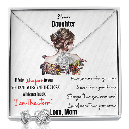 Gift for Daughter Storm Loveknot Earrings set