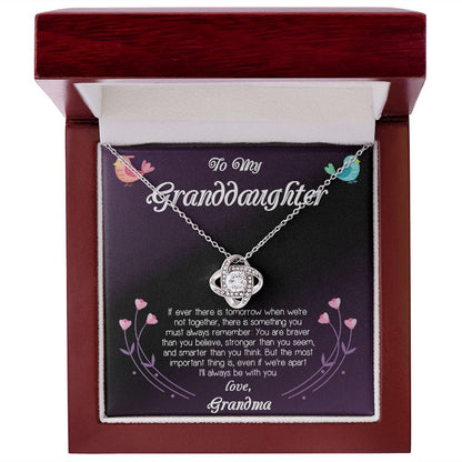 To My Granddaughter I'll Always Be With You You. Love Knot Necklace Gift For Granddaughter