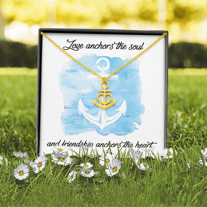 Love Anchors The Soul and Friendship Anchors The Hear. Anchor Heart Necklace Gift For Friend