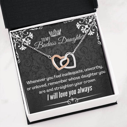 Badass Daughter (88) Double hearts necklace