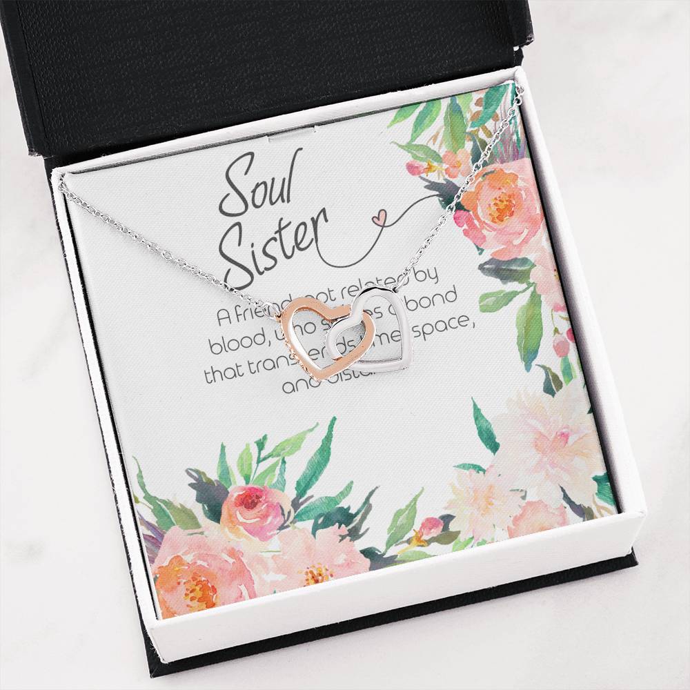 SOUL SISTER - CARD Double hearts necklace