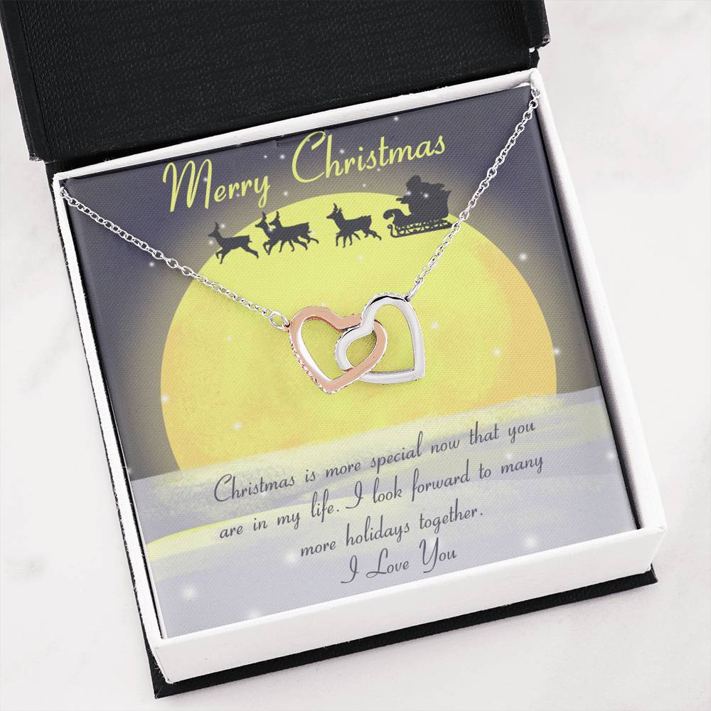 MERRY CHRISTMAS TOGETHER Double hearts necklace