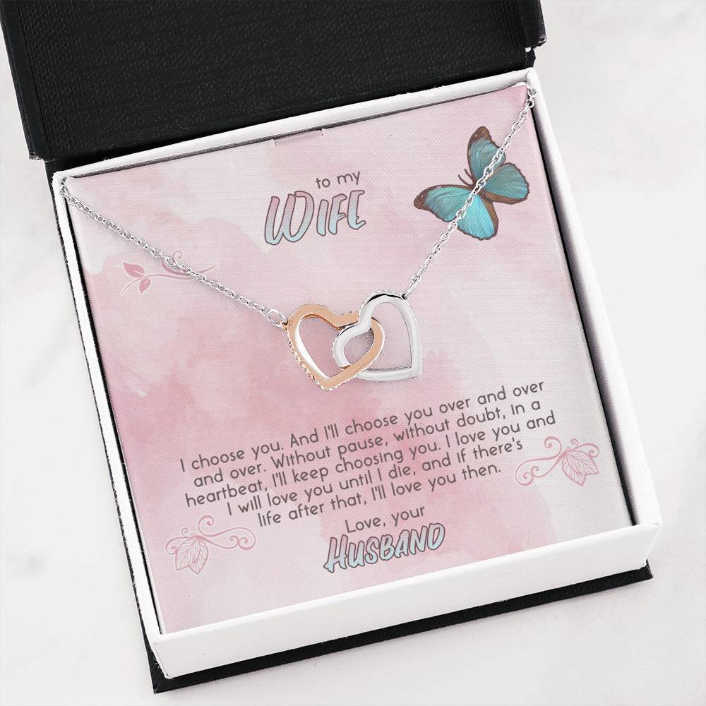 I CHOOSE YOU - TO WIFE Double hearts necklace