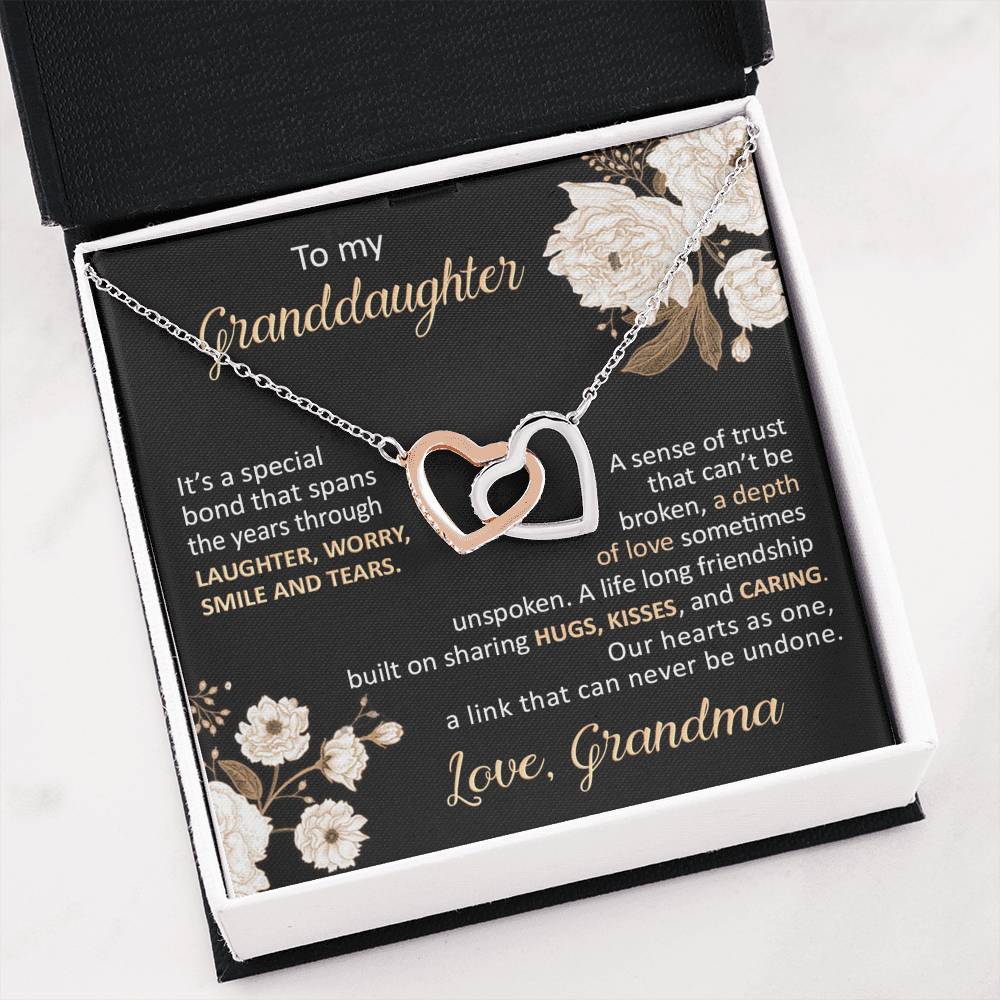 Grandma to Granddaughter  Double hearts necklace