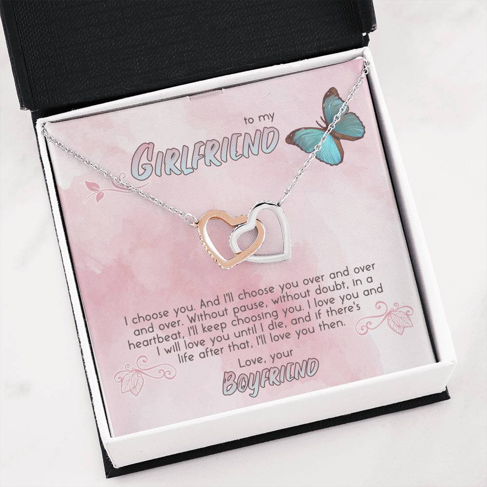 I CHOOSE YOU - TO GIRLFRIEND Double hearts necklace