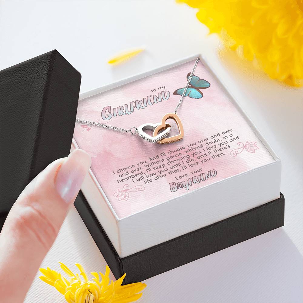 I CHOOSE YOU - TO GIRLFRIEND Double hearts necklace