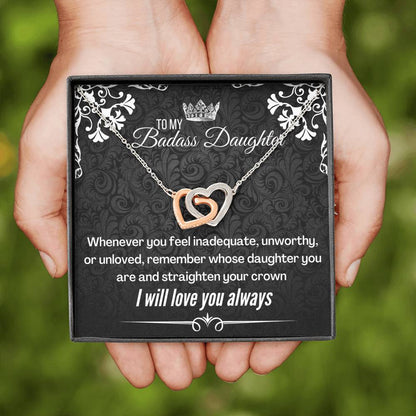 Badass Daughter (88) Double hearts necklace
