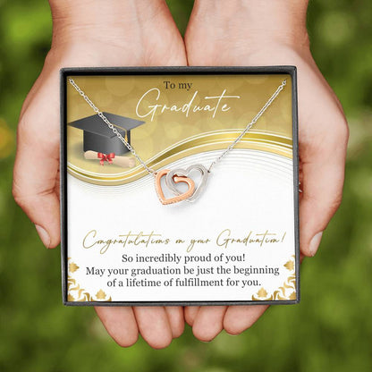 To My Graduate - Graduation Gift - Interlocking Hearts Necklace