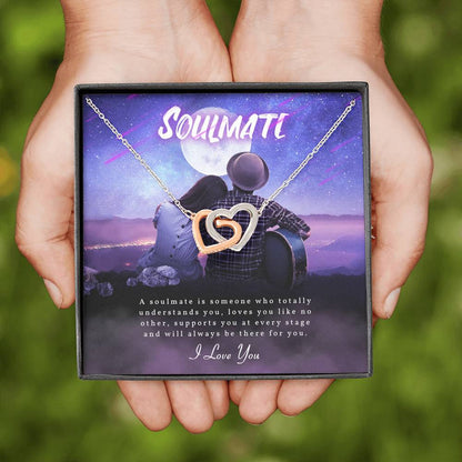 Soulmate is someone who totally understand you gift. Interlocking Heart Necklace Gift For Wife / Girlfriend
