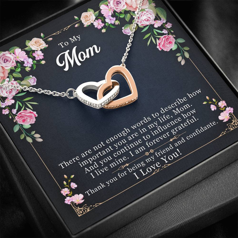 Gift For Mom For Mother's Day / Birthday / Christmas Interlocking Hearts Necklace With Message Card Thank You For Being My Friend