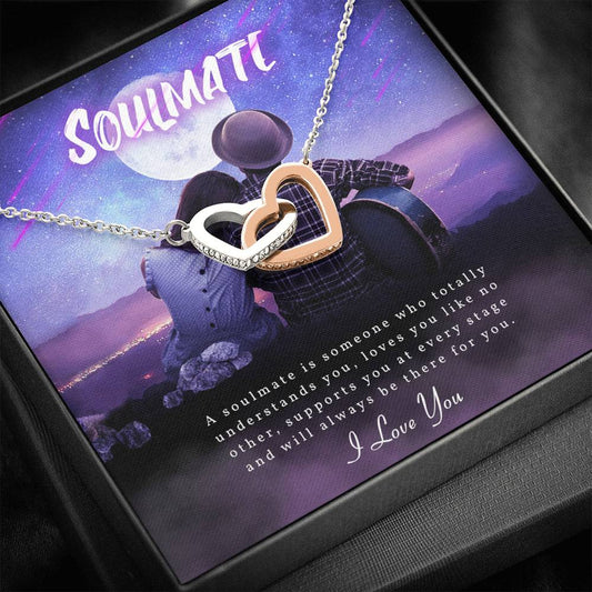 Soulmate is someone who totally understand you gift. Interlocking Heart Necklace Gift For Wife / Girlfriend