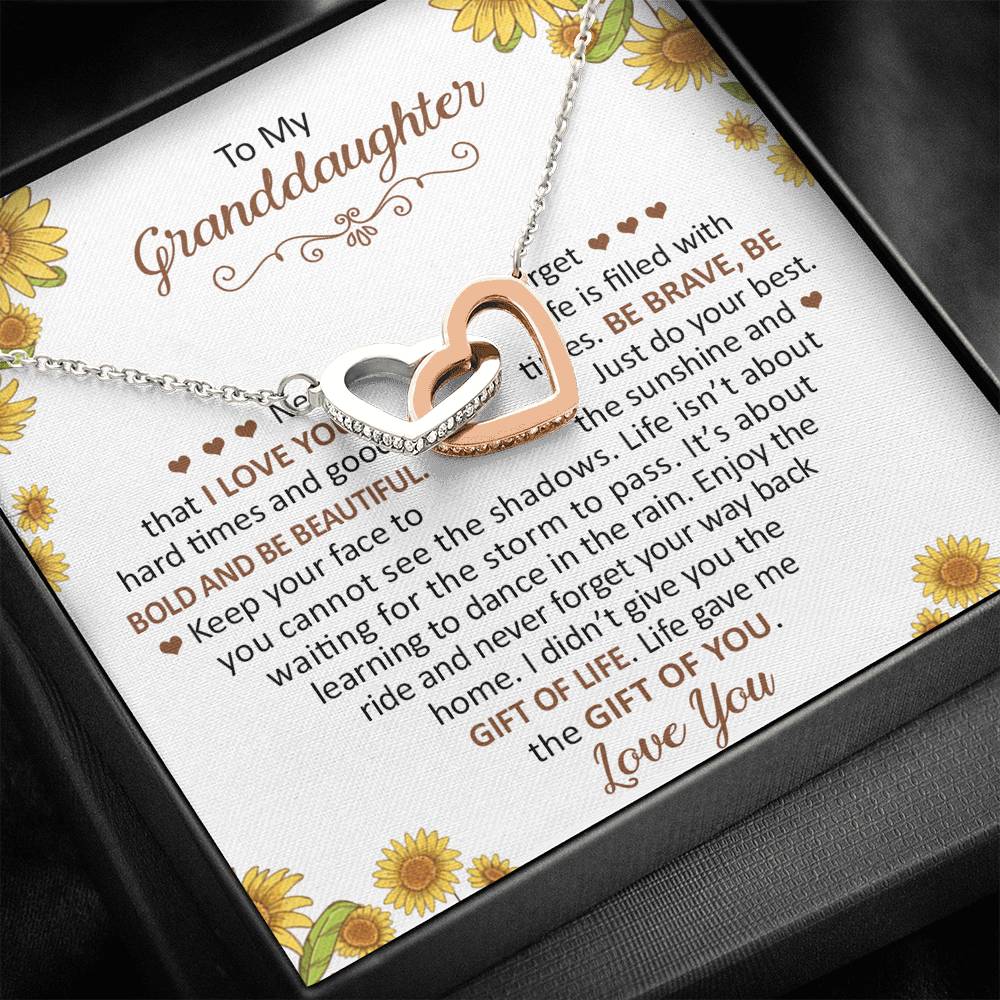 Grandma to Granddaughter 1 Double hearts necklace