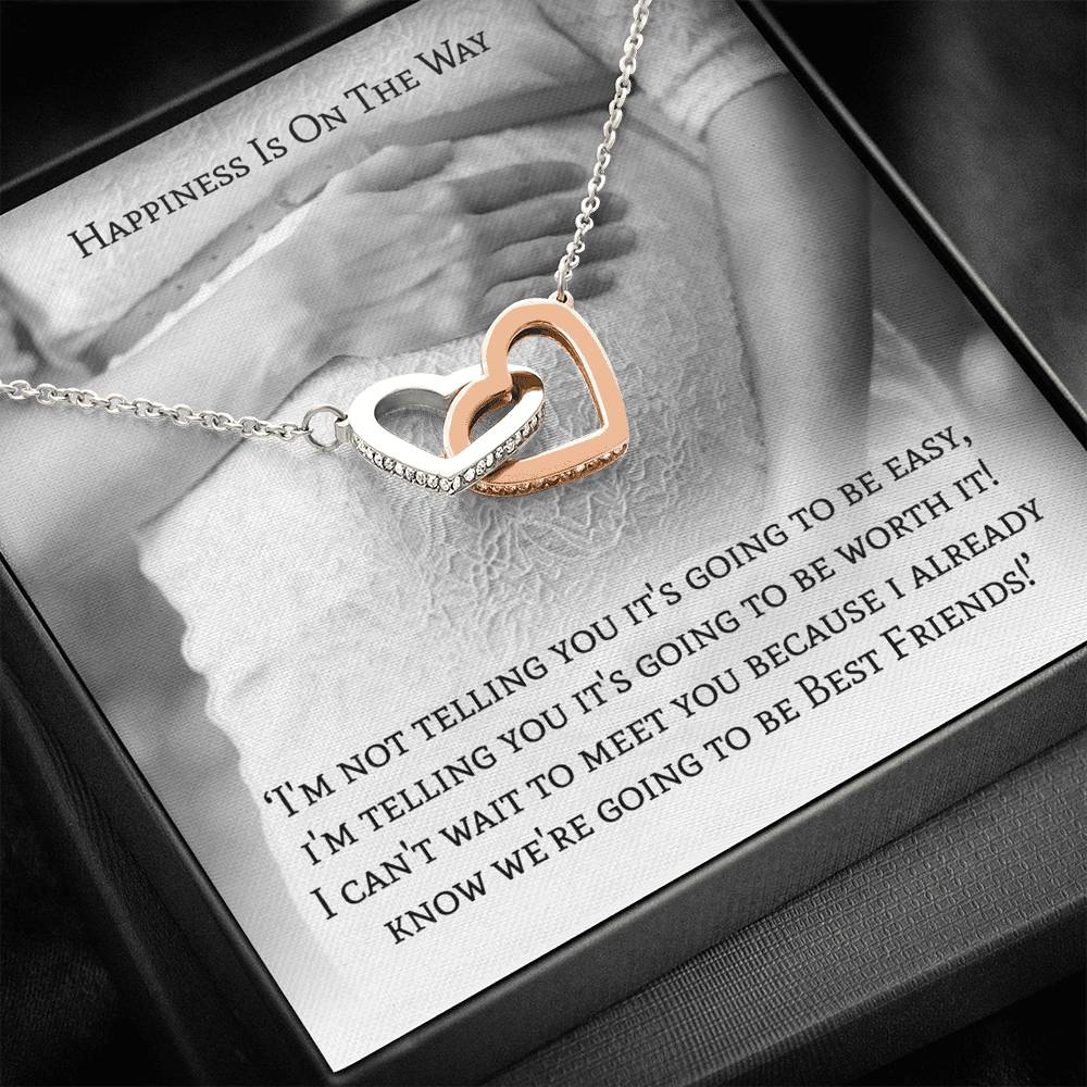 HAPPINESS IS ON THE WAY - CARD Double hearts necklace