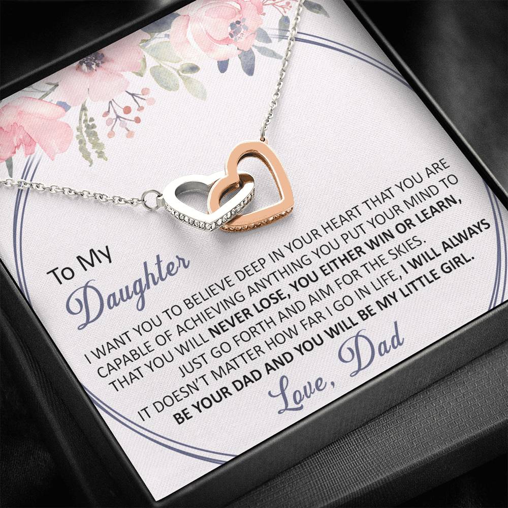 Dad to daughter 2 Double hearts necklace