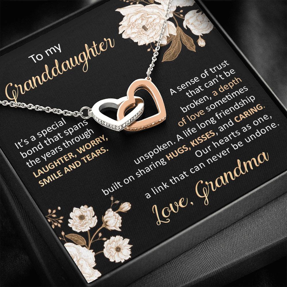 Grandma to Granddaughter  Double hearts necklace