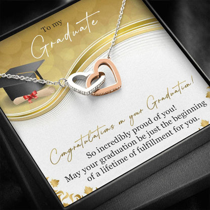 To My Graduate - Graduation Gift - Interlocking Hearts Necklace