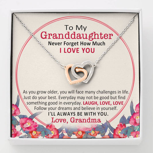 Grandma to Granddaughter 3 Double hearts necklace