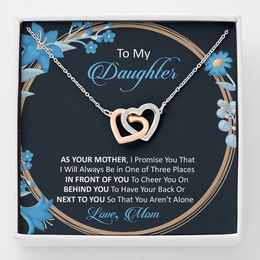 Mom to daughter 3 Double hearts necklace