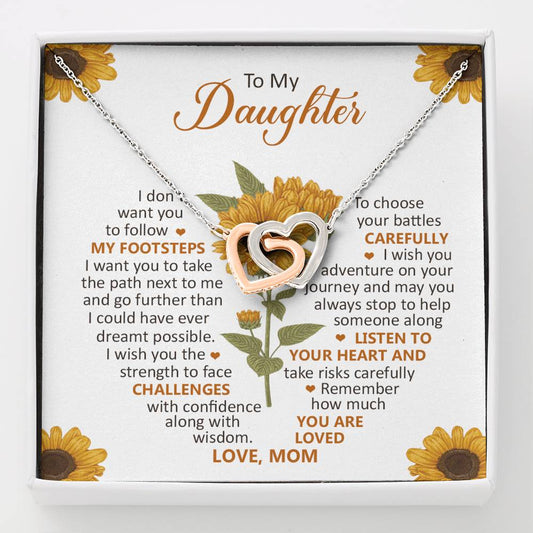 Mom to daughter 2 Double hearts necklace