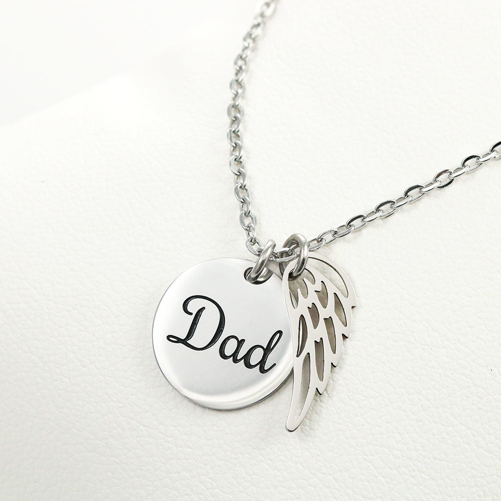 Remembrance Necklace Dad Engraved With Angel Wings As I Sit In Heaven