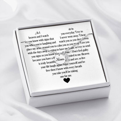 Remembrance Necklace Mom Engraved with Message Card As I Sit In Heaven