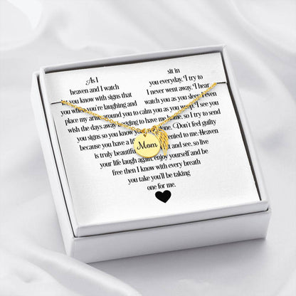 Remembrance Necklace Mom Engraved with Message Card As I Sit In Heaven